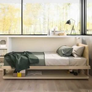 Letto a scomparsa Kali Board con grande scrivania abbattibile